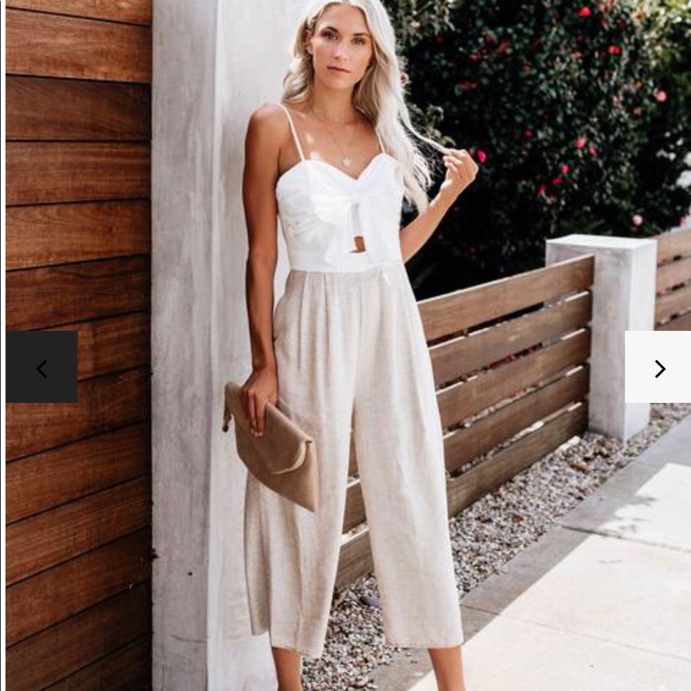 White and tan jumpsuit